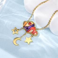 Colliers avec pendentifs en acier inoxydable 304 et plastique colorés en forme de nuage&nbsp;NJEW-U032-01G