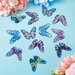 6 Farben große Anhänger aus Epoxidharz mit Blumenmuster&nbsp;RESI-TA0002-60A