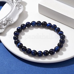 Braccialetti elasticizzati con perline di occhio di tigre naturale tinto&nbsp;BJEW-TA00462-02