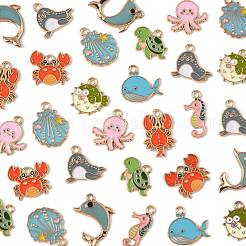 40 pendentif en alliage émaillé avec 10 styles d'animaux marins&nbsp;ENAM-FS0003-31