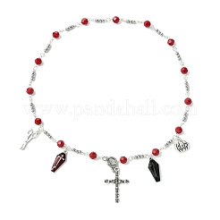 Collane con ciondolo in lega di bara di Halloween&nbsp;NJEW-JN04993