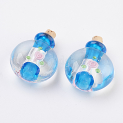 Handgemachte Silberfolie Bunte Malerei Parfüm Flasche Anhänger&nbsp;FOIL-P001-C
