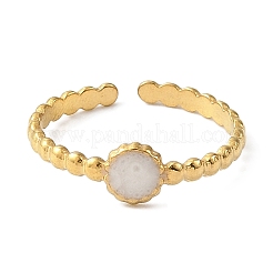 Offene Manschettenringe aus 304er Edelstahl mit Emaille für Damen&nbsp;RJEW-F166-49G-02
