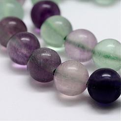 Natürlichen Regenbogen Fluorit Perlenstränge&nbsp;G-P255-01-6mm