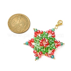 Flocon de neige de noël galvanoplastie perles de verre tissées décorations pendantes&nbsp;HJEW-JM00952