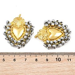 Pendentifs en alliage et perles de verre&nbsp;GL-CBA96FD-01G