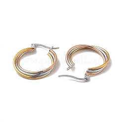 Pendientes de aro de triple círculo superpuestos de acero inoxidable 304 tricolor para mujer&nbsp;EJEW-F290-01M