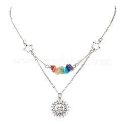 Collar de cadena de latón con colgante de sol&nbsp;NJEW-JN05794
