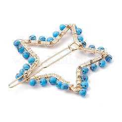 2 pièces en alliage lune et étoile avec barrettes à cheveux creuses turquoise synthétiques&nbsp;PHAR-JH00105-01