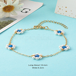 Muschelperle & Acrylperlen Blumengliederarmbänder&nbsp;X1-BJEW-TA00003-03