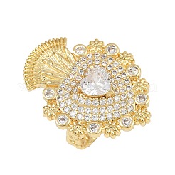 Anelli di polsino in zircone chiaro con micro pavè di ottone&nbsp;RJEW-P155-04D-G