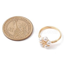 Bagues de doigt en perles de coquillage et de fleur&nbsp;RJEW-TA00157