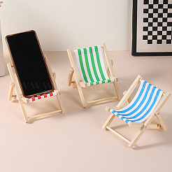 4 soporte para teléfono móvil en forma de mini silla de poliéster y madera de 4 colores&nbsp;AJEW-CP0012-32B