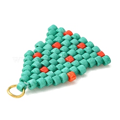 Pendentifs de Noël cylindriques en acier inoxydable 304 et perles de verre&nbsp;PALLOY-MZ01444