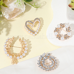 4 Stück 4 Stile Legierung Strass Broschen für Kleidung&nbsp;JEWB-CN0001-06