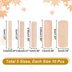 50 bâtonnet artisanal en bois de hêtre massif de 5 styles&nbsp;WOOD-NB0002-68A