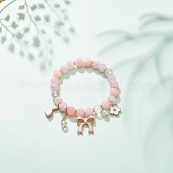 Stretch-Armband mit synthetischen Crackle-Quarzen und natürlichen gelben Jadeperlen&nbsp;BJEW-JB08527-01