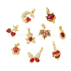 Ciondoli in ottone con micro pavé di zirconi da 9 pezzo&nbsp;KK-CJ0003-99