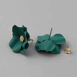 Orecchini a bottone in lega di fiori 3d&nbsp;EJEW-WH0016-07B