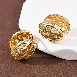 Boucles d'oreilles créoles ovales en laiton tressé&nbsp;EJEW-H178-12G