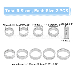 18 Stück 9 Größen 201 Edelstahl geriffelter Fingerring für Männer und Frauen&nbsp;STAS-UN0045-60A-P