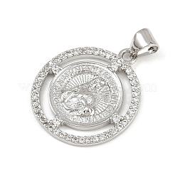 Pendentifs avec zircon cubiques à micro-pavés en laiton&nbsp;KK-P323-11G-P02