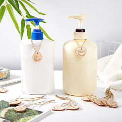24 pièce 2 styles cœur/hexagone avec décorations de pendentif en bois pour plat à mots&nbsp;HJEW-GA00006