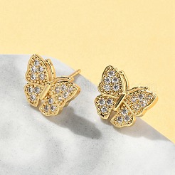 Boucles d'oreilles à tige en laiton avec micro pavé de zircons cubiques transparents&nbsp;EJEW-A132-07G