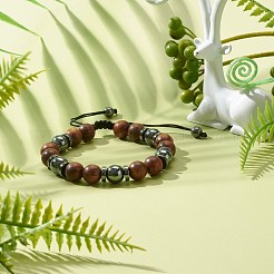 Braccialetto di perle di ematite sintetiche per uomo donna&nbsp;BJEW-JB06755