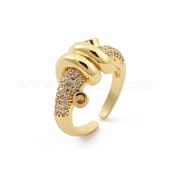 Anelli per polsini da donna con micro pavé di zirconi trasparenti in ottone placcato a cremagliera&nbsp;RJEW-M028-117G