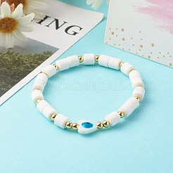 Bracciali elasticizzati fatti a mano con perle di argilla polimerica&nbsp;BJEW-JB06495