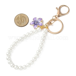 4 pieza de dije de flor de esmalte de aleación de 4 colores con adornos colgantes de perlas de plástico&nbsp;HJEW-JM04330