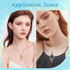 6 stücke 6 arten sterne mond edelstahl geflochtene kette macrame beutel leere stein halter anhänger halskette machen&nbsp;NJEW-SC0001-44