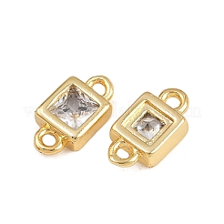 Breloques de connecteur en zircone cubique transparente pavée de laiton&nbsp;KK-A269-25G