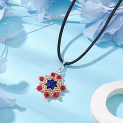 Collane perline pendente vetro fiore&nbsp;NJEW-MZ00047-02