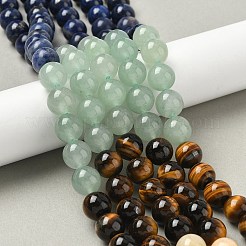 Chakra natürlicher roter Jaspis & gelbe Jade & grüner Aventurin & Tigerauge & Sodalith & Amethyst Perlenstränge&nbsp;G-NH0002-E02-10mm