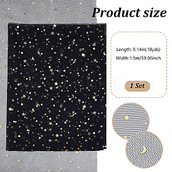 10 mètre de tissu en maille polyester à motif étoiles et lune&nbsp;DIY-PH0038-06A