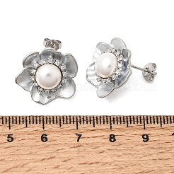Pendientes de botón de esmalte con circonitas cúbicas de latón micro&nbsp;CU-CBABA66-12B-P