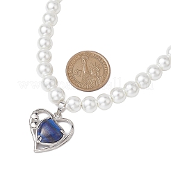 Halsketten mit Herzanhänger aus natürlichem Lapislazuli&nbsp;NJEW-JN04951