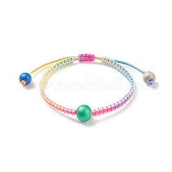 5pcs 5pcs ensemble de bracelets de perles tressées rondes en bois naturel&nbsp;BJEW-JB08807