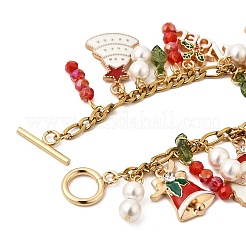 Weihnachtsthema-Legierungs-Emaille-Charme-Armbänder&nbsp;BJEW-TA00651