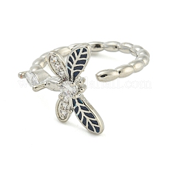 Bagues manchettes en laiton avec micro pavé de zircons cubiques transparents pour femmes&nbsp;RJEW-M016-02P