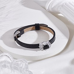 1 verstellbares PU-Lederarmband mit Pavé-Zirkonia für Damen&nbsp;BJEW-LP0003-41A