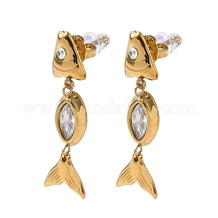 Pendientes colgantes de acero inoxidable 304 con circonitas cúbicas para mujer.&nbsp;SA-CBA0E8A-01G