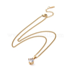 Halskette mit klarem Zirkonia-Anhänger&nbsp;NJEW-A004-28G