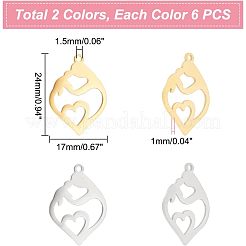 12 pz 2 colori 201 pendenti in acciaio inossidabile&nbsp;STAS-UN0040-19