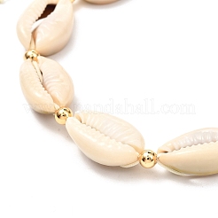 Bracelets de cheville en perles tressées en coquillage cauri naturel pour fille femme&nbsp;AJEW-AN00453-02
