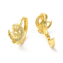 Lune en zircon cubique avec boucles d'oreilles créoles lapin&nbsp;EJEW-E270-29G