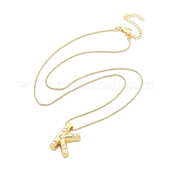 Colliers à chaîne en forme de boîte avec pendentif en forme de lettre en laiton et en plastique pour femmes&nbsp;NJEW-U017-01G-11