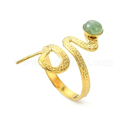 Offene Manschettenringe aus 304 Edelstahl mit natürlichem Edelstein und Schlangenmotiv für Damen&nbsp;RJEW-JR01068